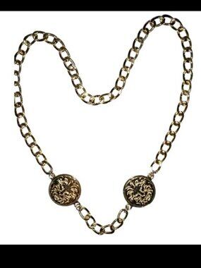 Liz Claiborne Lion Medallion Necklace Gold Tone Vintage